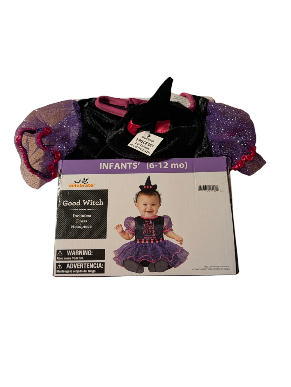Way To Celebrate Infants Good Witch Costume Dress And Headband Size 6-12 Months